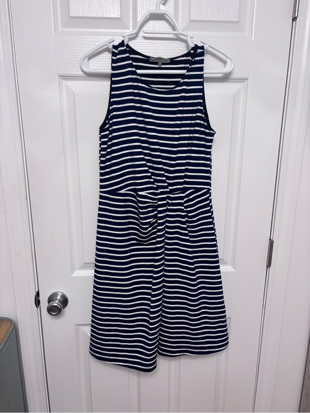 Striped Navy and White Sleeveless Dress